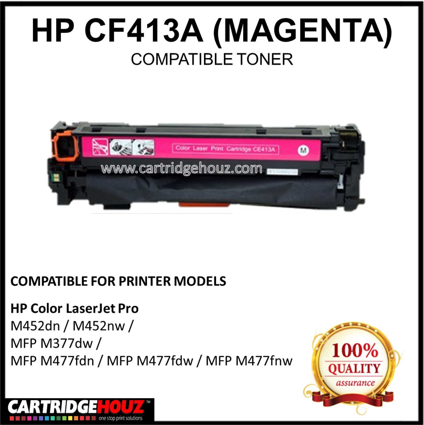 Compatible HP CF413A (410A) (Magenta) Laser Toner Cartridge for HP